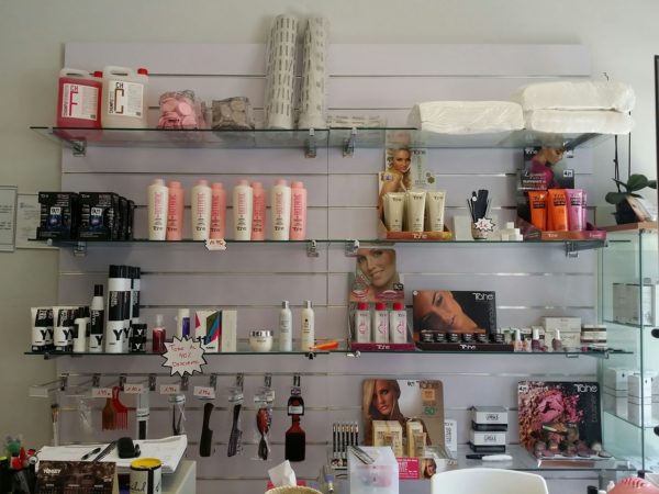 Cosmetics and Shampoo on display